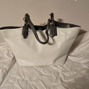 Coach White/Cream and dark grey Tote Bag